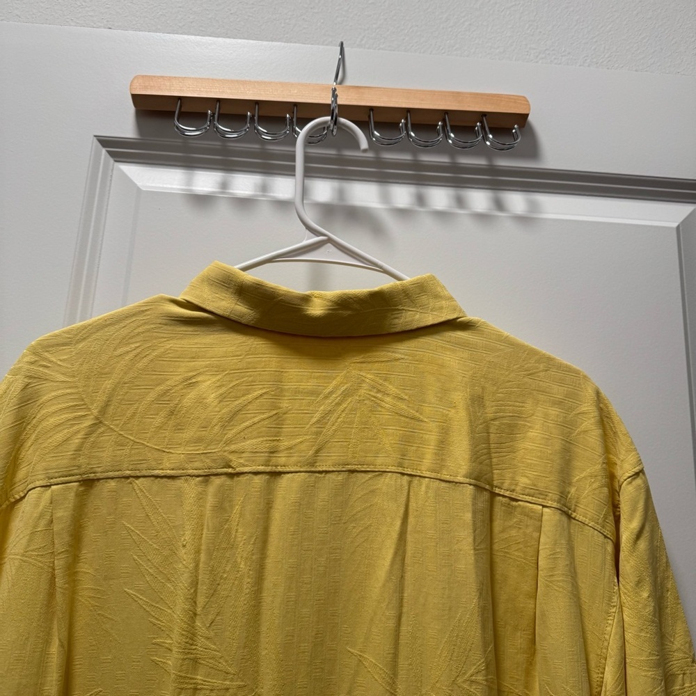 Tommy Bahama 100% Silk Shirt Men's LG Yellow Palm Print Resort - Picture 8 of 11